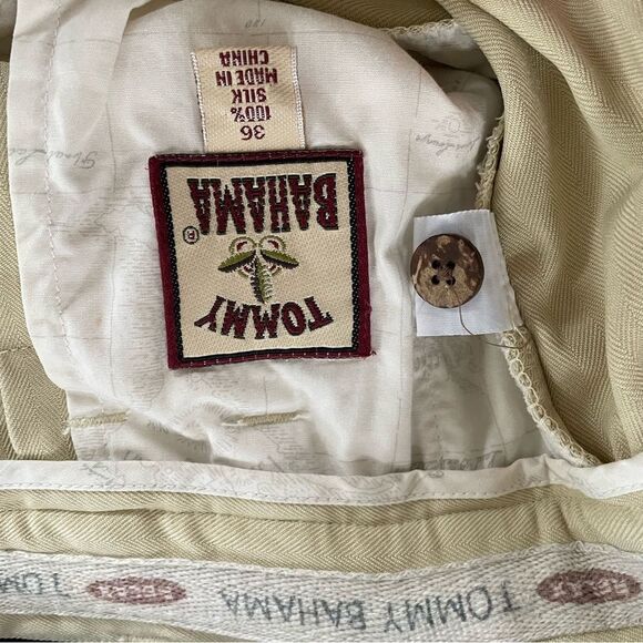 Vintage Tommy Bahama Front Pleat Cuffed Silk Pants Buttercream 36 - Picture 4 of 8